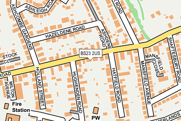 BS23 2US map - OS OpenMap – Local (Ordnance Survey)