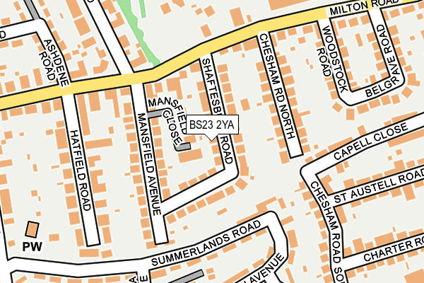 BS23 2YA map - OS OpenMap – Local (Ordnance Survey)