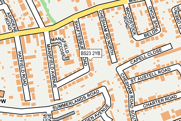 BS23 2YB map - OS OpenMap – Local (Ordnance Survey)