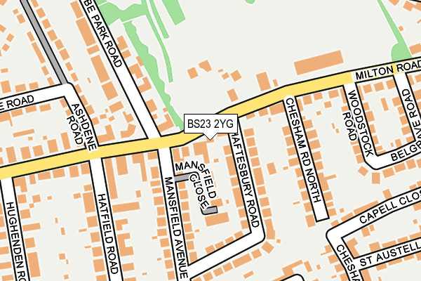BS23 2YG map - OS OpenMap – Local (Ordnance Survey)