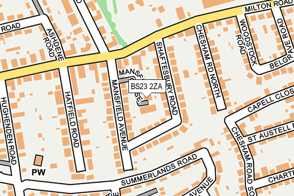 BS23 2ZA map - OS OpenMap – Local (Ordnance Survey)