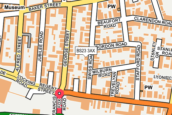 BS23 3AX map - OS OpenMap – Local (Ordnance Survey)