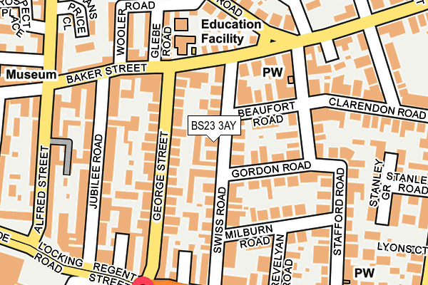 BS23 3AY map - OS OpenMap – Local (Ordnance Survey)