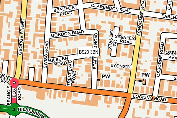 BS23 3BN map - OS OpenMap – Local (Ordnance Survey)
