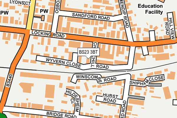 BS23 3BT map - OS OpenMap – Local (Ordnance Survey)