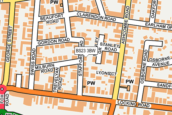 BS23 3BW map - OS OpenMap – Local (Ordnance Survey)
