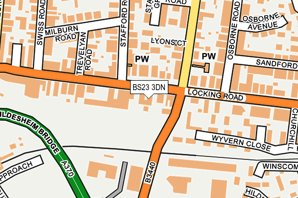 BS23 3DN map - OS OpenMap – Local (Ordnance Survey)