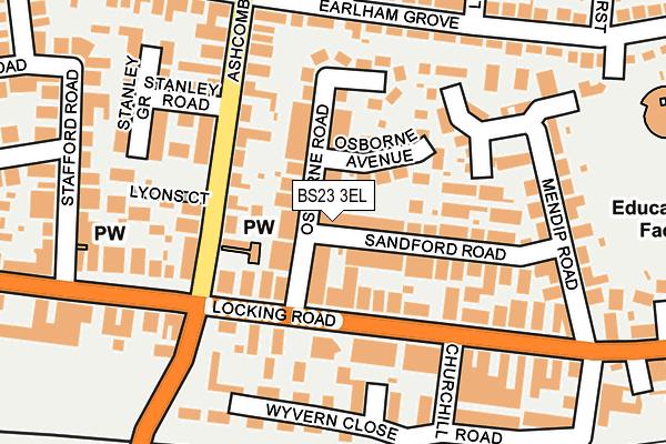 BS23 3EL map - OS OpenMap – Local (Ordnance Survey)
