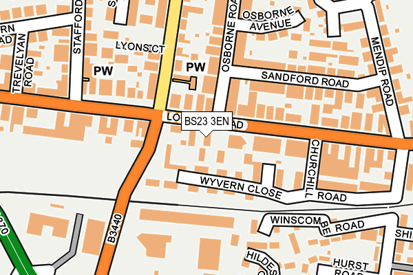 BS23 3EN map - OS OpenMap – Local (Ordnance Survey)