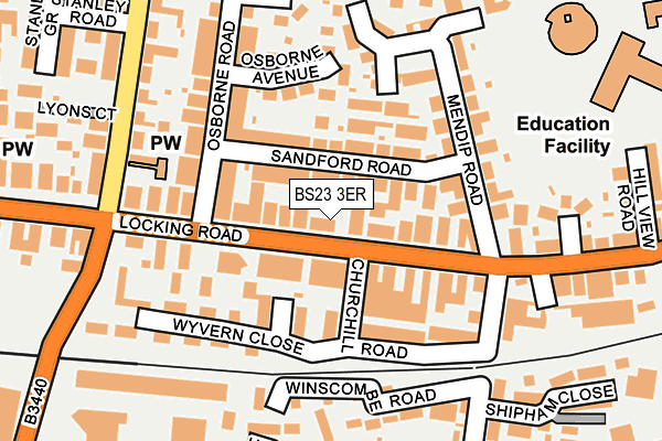 BS23 3ER map - OS OpenMap – Local (Ordnance Survey)