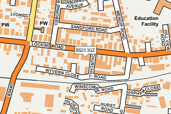 BS23 3GZ map - OS OpenMap – Local (Ordnance Survey)
