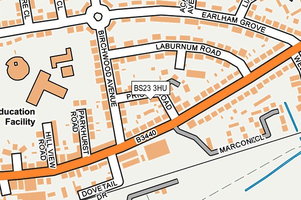 BS23 3HU map - OS OpenMap – Local (Ordnance Survey)