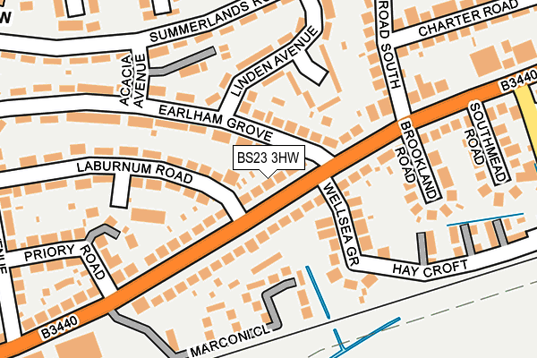 BS23 3HW map - OS OpenMap – Local (Ordnance Survey)