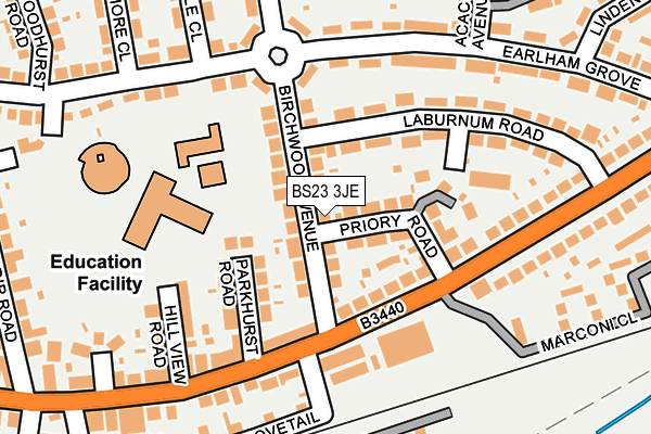 BS23 3JE map - OS OpenMap – Local (Ordnance Survey)