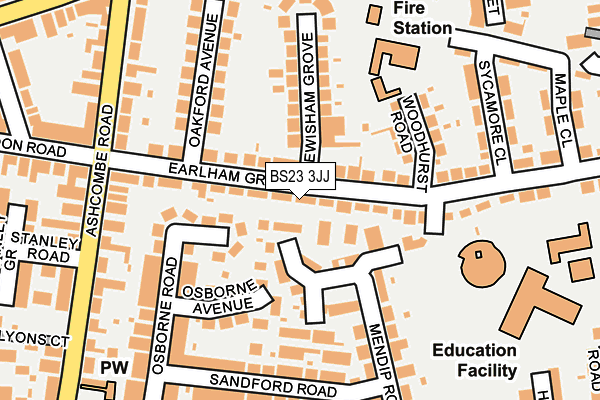 BS23 3JJ map - OS OpenMap – Local (Ordnance Survey)