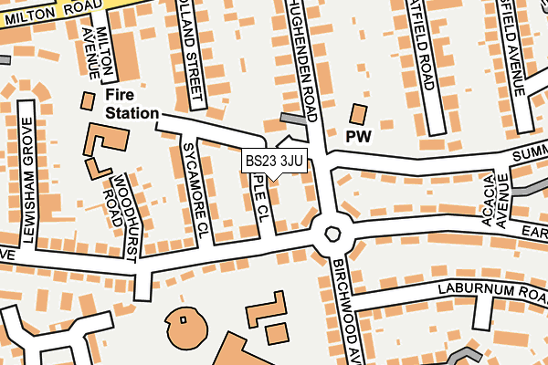 BS23 3JU map - OS OpenMap – Local (Ordnance Survey)