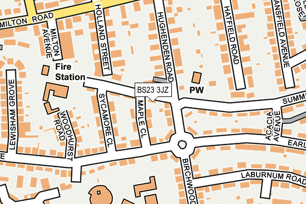 BS23 3JZ map - OS OpenMap – Local (Ordnance Survey)