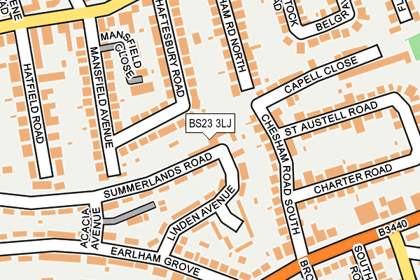 BS23 3LJ map - OS OpenMap – Local (Ordnance Survey)