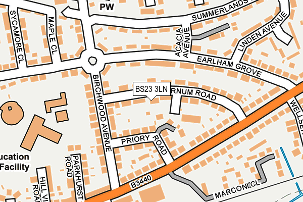 BS23 3LN map - OS OpenMap – Local (Ordnance Survey)