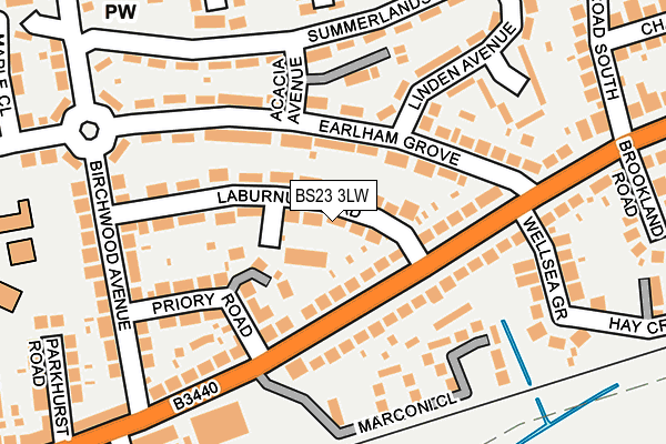 BS23 3LW map - OS OpenMap – Local (Ordnance Survey)