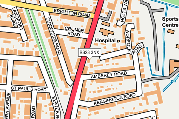 BS23 3NX map - OS OpenMap – Local (Ordnance Survey)