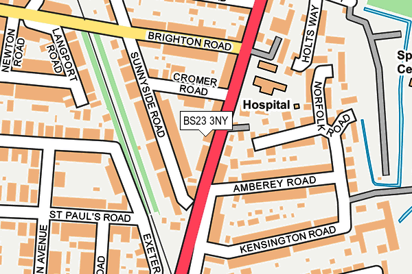 BS23 3NY map - OS OpenMap – Local (Ordnance Survey)