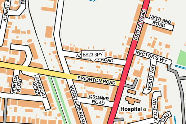 BS23 3PY map - OS OpenMap – Local (Ordnance Survey)