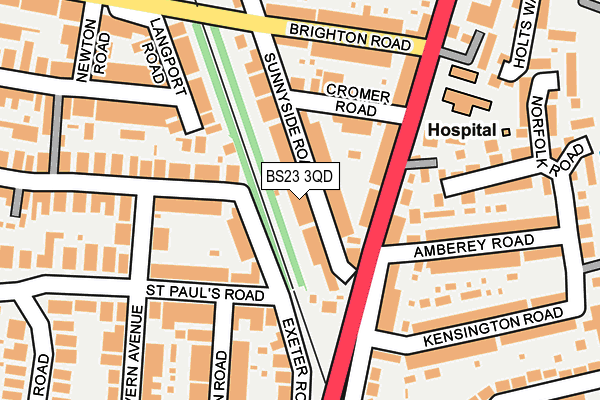 BS23 3QD map - OS OpenMap – Local (Ordnance Survey)