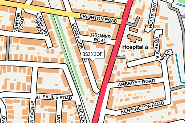 BS23 3QF map - OS OpenMap – Local (Ordnance Survey)