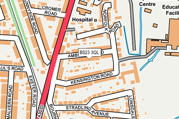 BS23 3QL map - OS OpenMap – Local (Ordnance Survey)