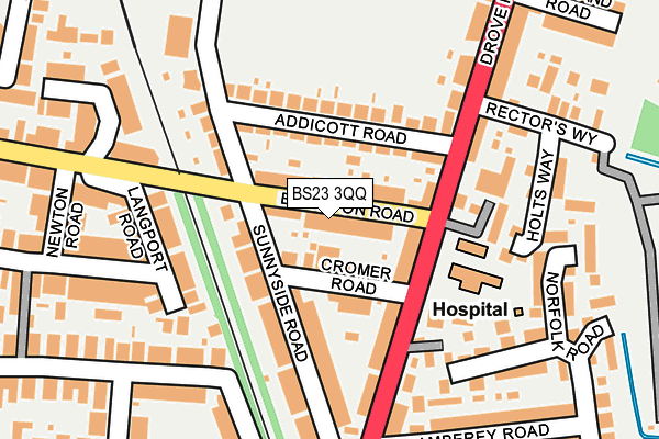 BS23 3QQ map - OS OpenMap – Local (Ordnance Survey)