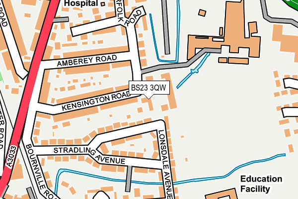 BS23 3QW map - OS OpenMap – Local (Ordnance Survey)