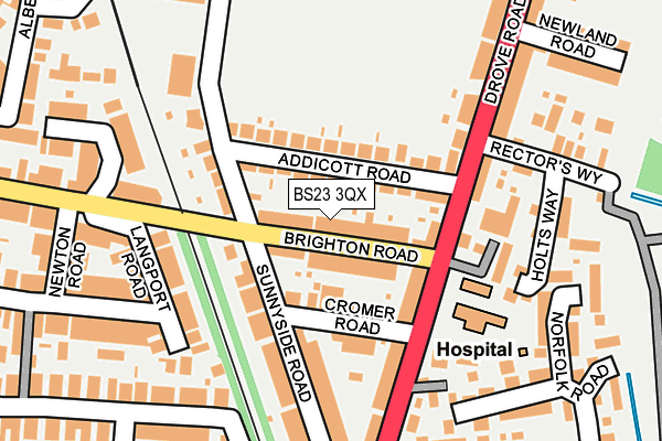 BS23 3QX map - OS OpenMap – Local (Ordnance Survey)