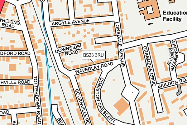 BS23 3RU map - OS OpenMap – Local (Ordnance Survey)