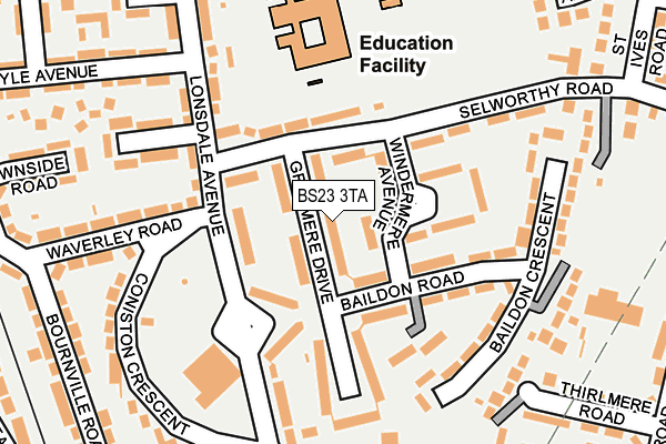 BS23 3TA map - OS OpenMap – Local (Ordnance Survey)