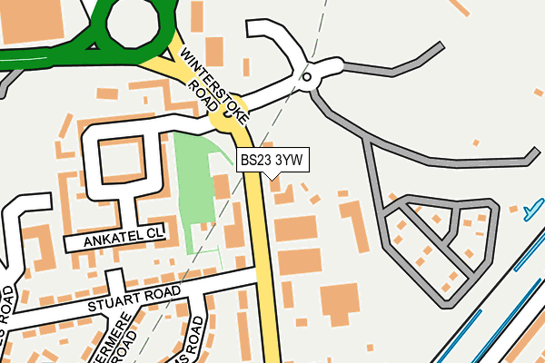 BS23 3YW map - OS OpenMap – Local (Ordnance Survey)