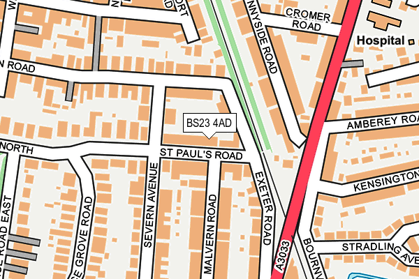 BS23 4AD map - OS OpenMap – Local (Ordnance Survey)