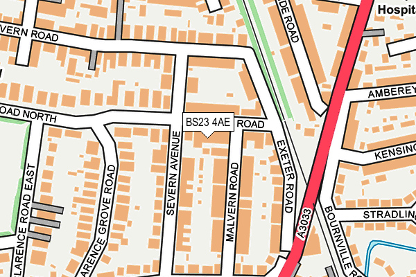 BS23 4AE map - OS OpenMap – Local (Ordnance Survey)
