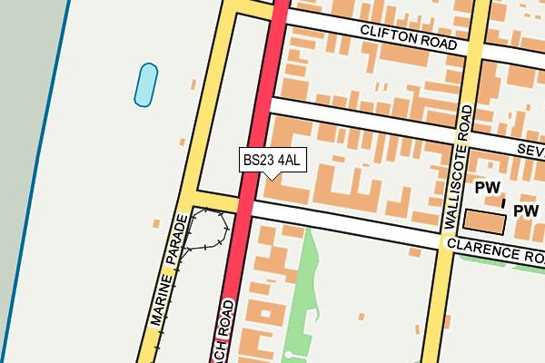 BS23 4AL map - OS OpenMap – Local (Ordnance Survey)