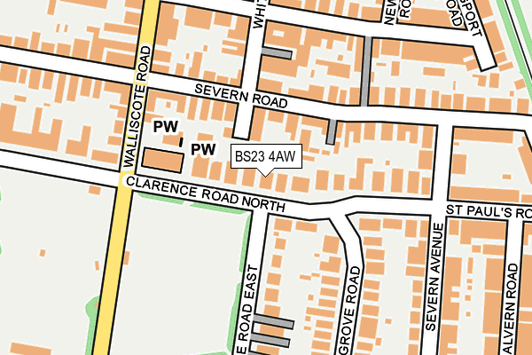 BS23 4AW map - OS OpenMap – Local (Ordnance Survey)