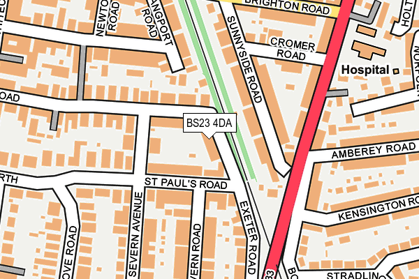 BS23 4DA map - OS OpenMap – Local (Ordnance Survey)