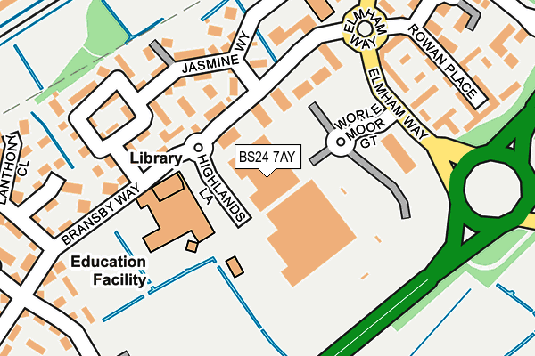 BS24 7AY map - OS OpenMap – Local (Ordnance Survey)