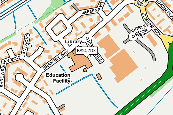 BS24 7DX map - OS OpenMap – Local (Ordnance Survey)