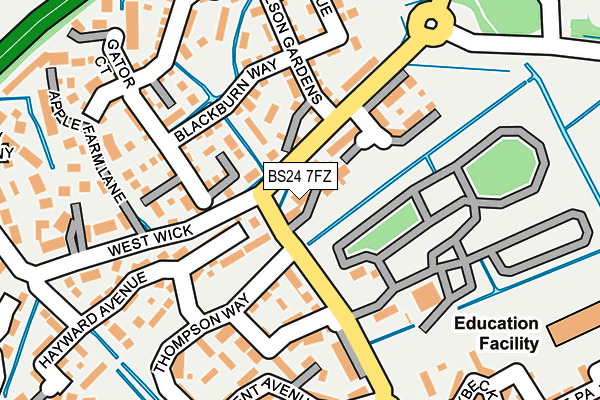 BS24 7FZ map - OS OpenMap – Local (Ordnance Survey)