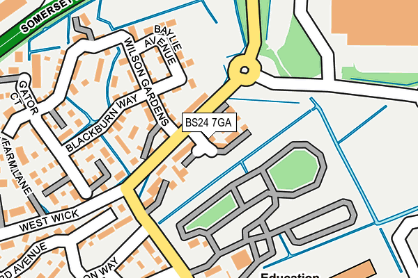 BS24 7GA map - OS OpenMap – Local (Ordnance Survey)
