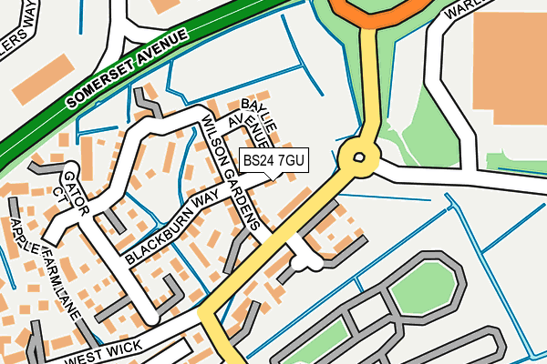 BS24 7GU map - OS OpenMap – Local (Ordnance Survey)
