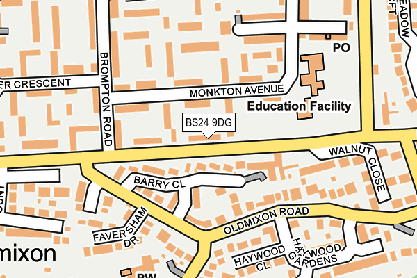 BS24 9DG map - OS OpenMap – Local (Ordnance Survey)