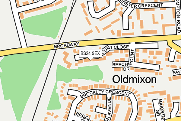 BS24 9EX map - OS OpenMap – Local (Ordnance Survey)