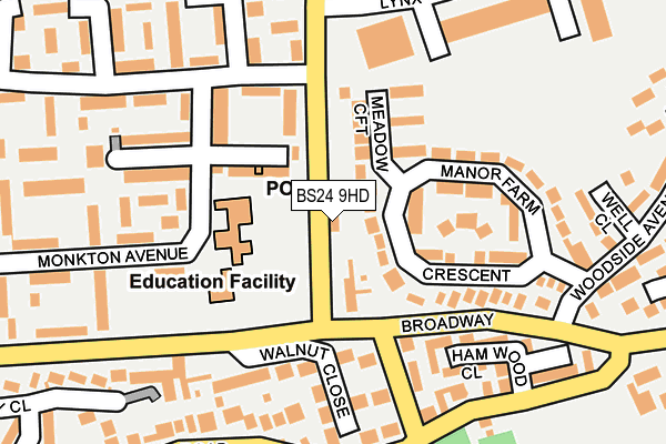 BS24 9HD map - OS OpenMap – Local (Ordnance Survey)