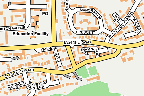 BS24 9HE map - OS OpenMap – Local (Ordnance Survey)